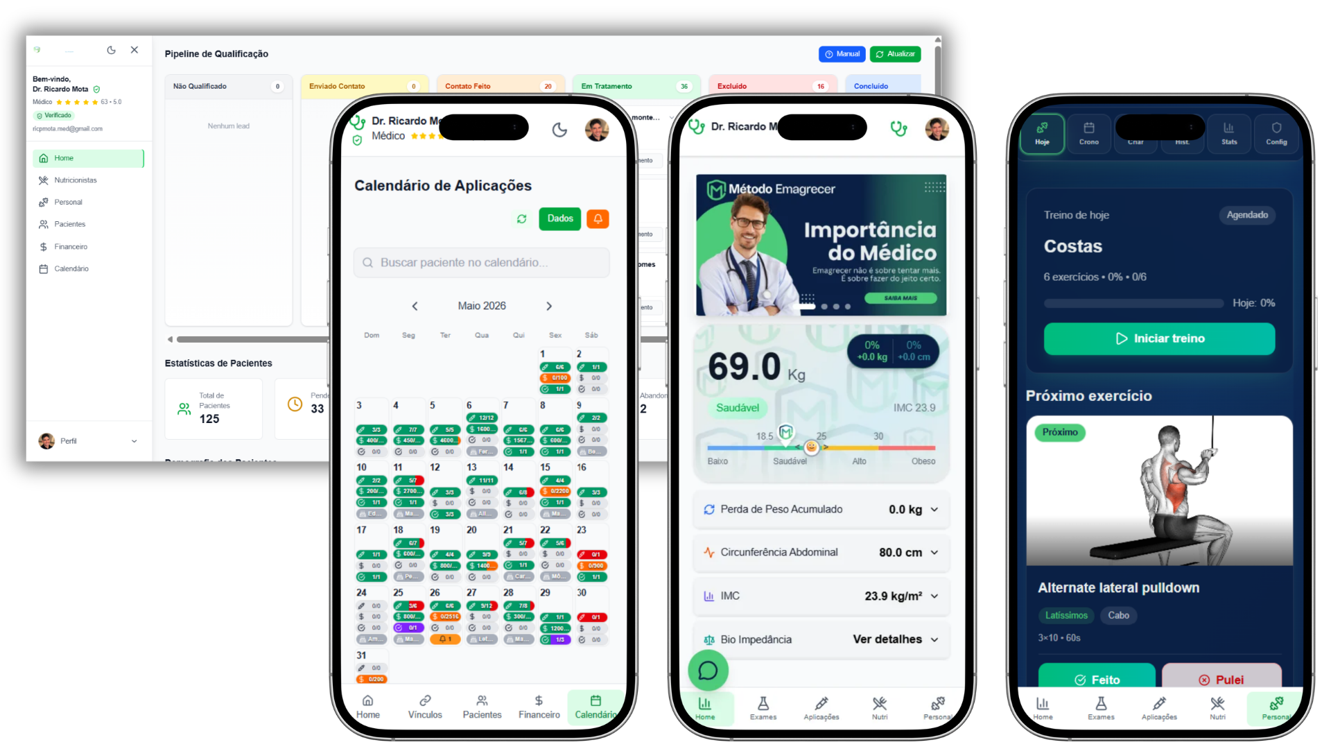 Oftware — painel profissional, calendário, app do paciente e área de treino integrados